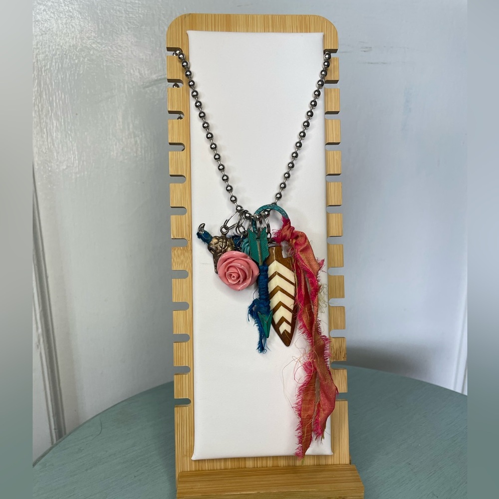 Boho Charm Necklace with multiple Charms